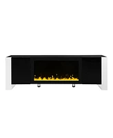 Streamdale Furniture High Gloss White Tv Stand with Electric Fireplace