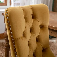 Contemporary Gold Velvet Dining Chairs, Set of 2