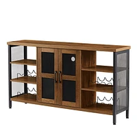 Streamdale Furniture Hazelnut Brown Wine Bar Cabinet & Liquor Credenza