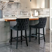 Modern Velvet Wingback Bar Stools, Set of 2