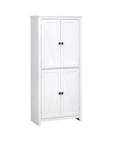 Simplie Fun 72" 4-Door Kitchen Pantry with Adjustable Shelves, White