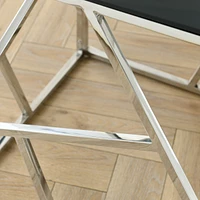 55" Gold Glass Console Table, Sturdy Metal Frame