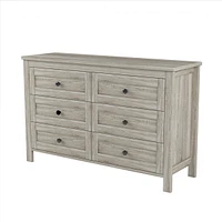 Retro Farmhouse Style Wooden Dresser With 6 Drawer, Storage Cabinet For Bedroom, Anitque Gray
