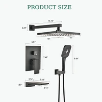 Wall Mounted Shower System with Handheld and Rainfall Shower Heads