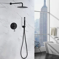 Round Wall Mounted Shower Combo with Rain Head & Handheld