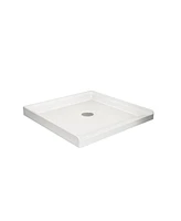 Simplie Fun 36x36In Shower Base White, Centered Drain And Single-Threshold