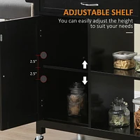 Rolling Black Kitchen Island Cart with Storage