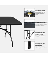 Portable Plastic Camping Table, High Load Bearing Foldable Black Table