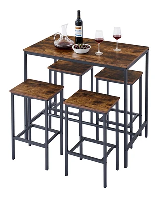 Simplie Fun 5 Piece Industrial Style Dining Table Set