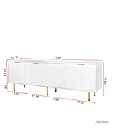 Modern Warm White Tv Cabinet For 80 Inch Tv Stands, For Living Room Bedroom