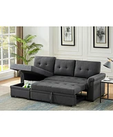 Streamdale Furniture Destiny Dark Gray Linen Reversible Sleeper Sectional Sofa With Storage Chaise