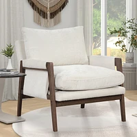 Mid-Century Modern Velvet Accent Chair, Leisure Chair With Solid Wood And Thick Seat Cushion
