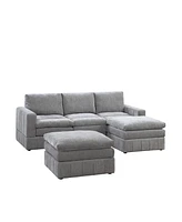 Simplie Fun Contemporary 5 Piece Modular Sectional Set in Granite Morgan Fabric