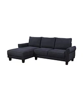 Simplie Fun Belle Black Sherpa Sectional Sofa With Left Facing Chaise