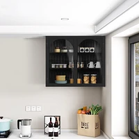 27.56" Glass Doors Modern Two-Door Wall Cabinet