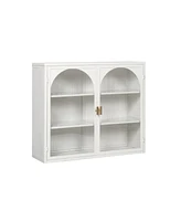 Simplie Fun 27.56" Glass Doors Modern Two-Door Wall Cabinet