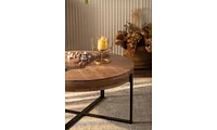 Streamdale Furniture 33.86"Modern Retro Splicing Round Coffee Table, Fir Wood Table Top With Black Cross Legs Base