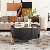 Streamdale Furniture Modern Round Coffee Table With 2 Large Drawers Storage Accent Table(31.5")