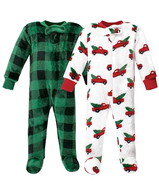 Hudson Baby Boys Plush Sleep and Play, Christmas Tree Truck, 6-9 Months