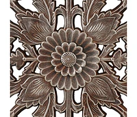 Botanical Panel Distressed Carved Wood 2-Piece Wall Decor Set