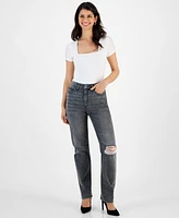 I.n.c. International Concepts Women's High-Rise Distress Jeans, Created for Macy's