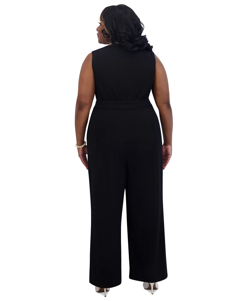 Kasper Women's Surplice-Neck Sleeveless Tie-Waist Jumpsuit