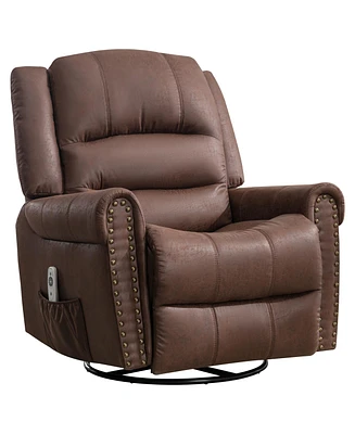Simplie Fun Rocking Massage Recliner Chair with Usb: Brown