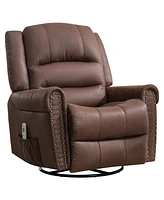 Simplie Fun Rocking Massage Recliner Chair with Usb: Brown