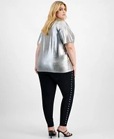 Bar Iii Trendy Plus Size Shine T Shirt Studded High Rise Leggings Created For Macys