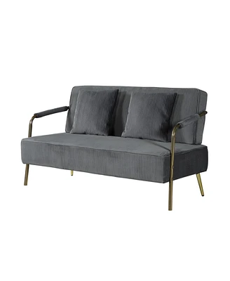 Simplie Fun Modern Velvet Loveseat with Throw Pillows