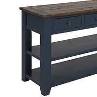 48" Solid Pine Wood Top Console Table, Modern Entryway Sofa Side Table With 3 Storage Drawers