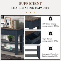 48" Solid Pine Wood Top Console Table, Modern Entryway Sofa Side Table With 3 Storage Drawers