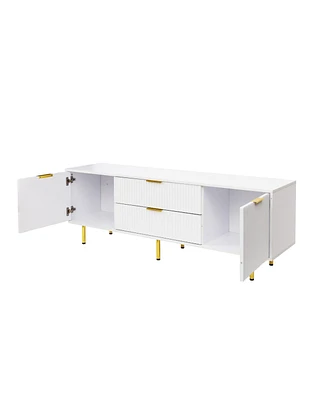 Simplie Fun Modern Warm White Tv Cabinet, For Living Room Bedroom