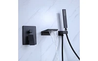 Matte Black Bathtub Faucet with Wall Mount and Handheld Shower