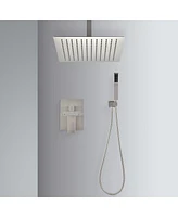 Ceiling Mounted Shower System Combo Set With Handheld And 16" Shower Head 001