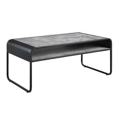 Simplie Fun Raziela Coffee Table, Concrete Gray & Black Finish