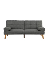 Simplie Fun Blue Grey 2 Piece Sectional Sofa Set - Solid Wood Legs