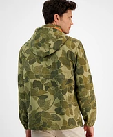 Sun + Stone Men's Regular-Fit Leaf-Print Full-Zip Hooded Windbreaker, Created for Macy's