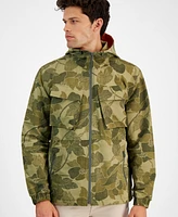 Sun + Stone Men's Regular-Fit Leaf-Print Full-Zip Hooded Windbreaker, Created for Macy's