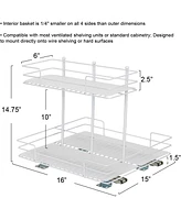 Household Essentials Glidez Paint-Finished Steel Pull-Out/Slide-Out Storage Organizer with Plastic Liners for Under Sink or Cabinet 2 -Tier Design