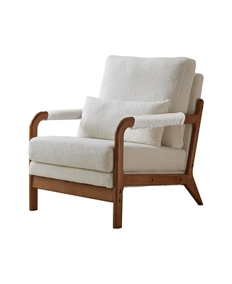 Streamdale Furniture Modern Teddy Fabric Accent Chair, Wood Frame Armchair For Living Room