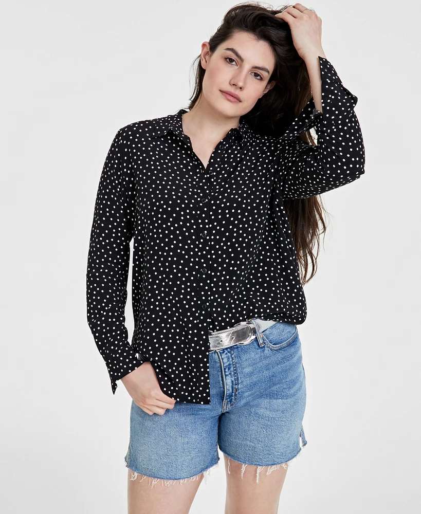 On 34th Women's Printed Collared Shirt, Created for Macy's