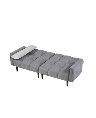 Simplie Fun Modern Grey Convertible Futon with Pillows