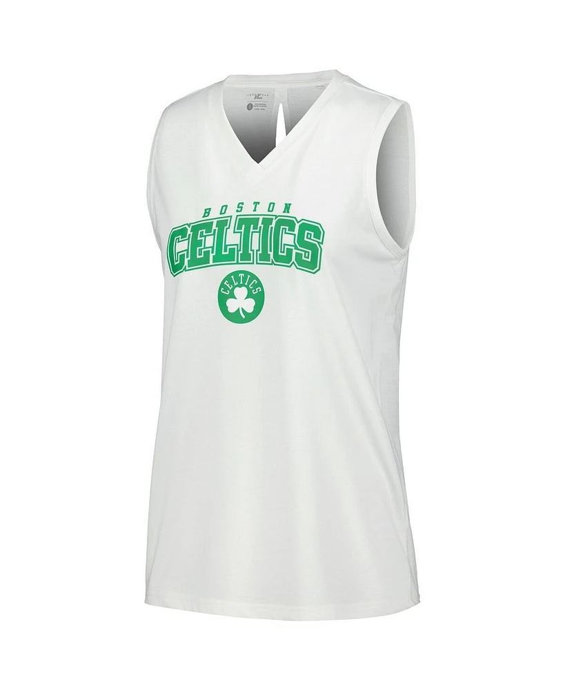 Levelwear Women's White Boston Celtics Paisley Peekaboo Tank Top