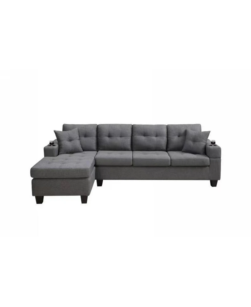 Streamdale Furniture Mega Sectional Sofa Left With Footrest, Convertible Corner Sofa With Armrest Storage, Section