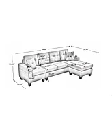 Streamdale Furniture Mega Sectional Sofa Left With Footrest, Convertible Corner Sofa With Armrest Storage, Section