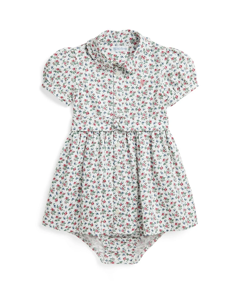 Polo Ralph Lauren Baby Girls Belted Floral Cotton Oxford Shirtdress