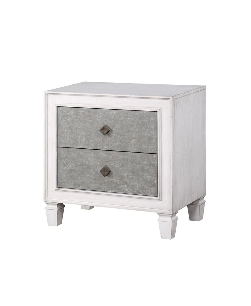 Simplie Fun Katia Nightstand in Rustic Gray & White Finish