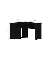 Streamdale Furniture Glendale 2-Drawer 1-Shelf L-Shaped Computer Desk Black Wengue