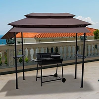 Streamdale Furniture 8 X 4FT Grill Gazebo With Soft Top Canopy And Steel Frame With Hook And Bar Counter